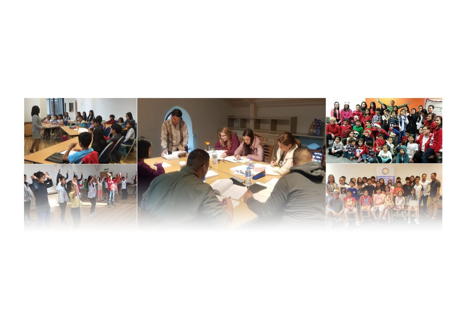 Composite of London Filipino Centre classes, workshops and celebrations across ten years.
