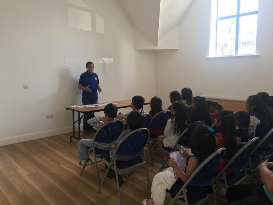 The first Filipino language taster class, St Pius X Church Hall, Norbiton, July 2016.